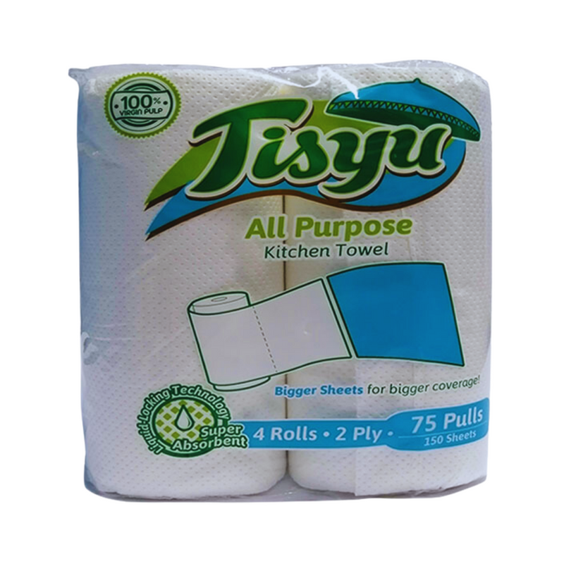 Tisyu All Purpose Kitchen Towel 2Ply 150 Sheets 4 Rolls