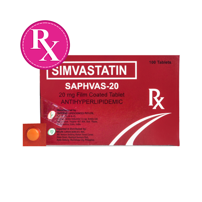Saphvas-20 Simvastatin 20mg Tablet By 1's