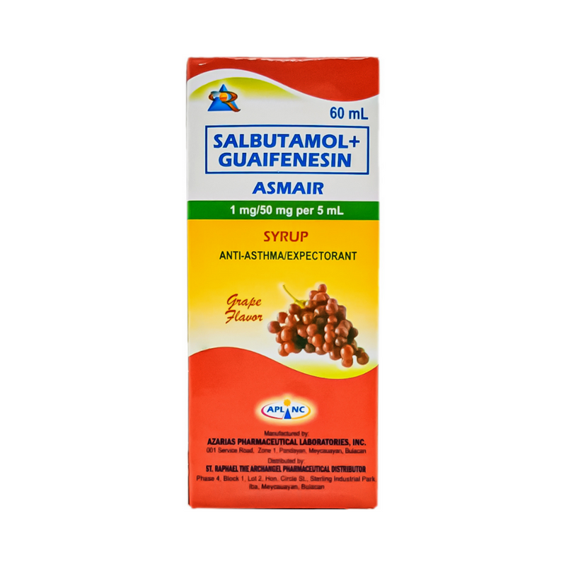 Asmair Salbutamol+Guaifenesin 1mg/50mg/5ml Syrup 60ml