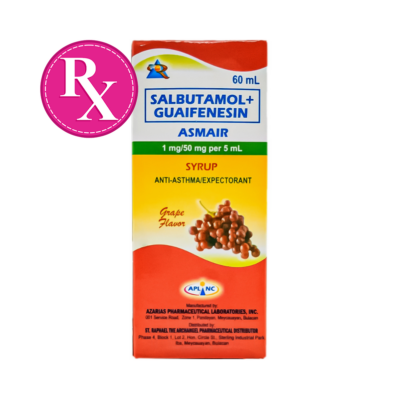 Asmair Salbutamol+Guaifenesin 1mg/50mg/5ml Syrup 60ml
