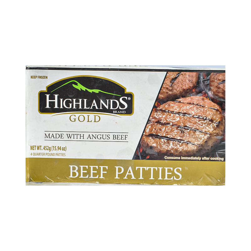 Highlands Gold Premium Beef Patties 452g