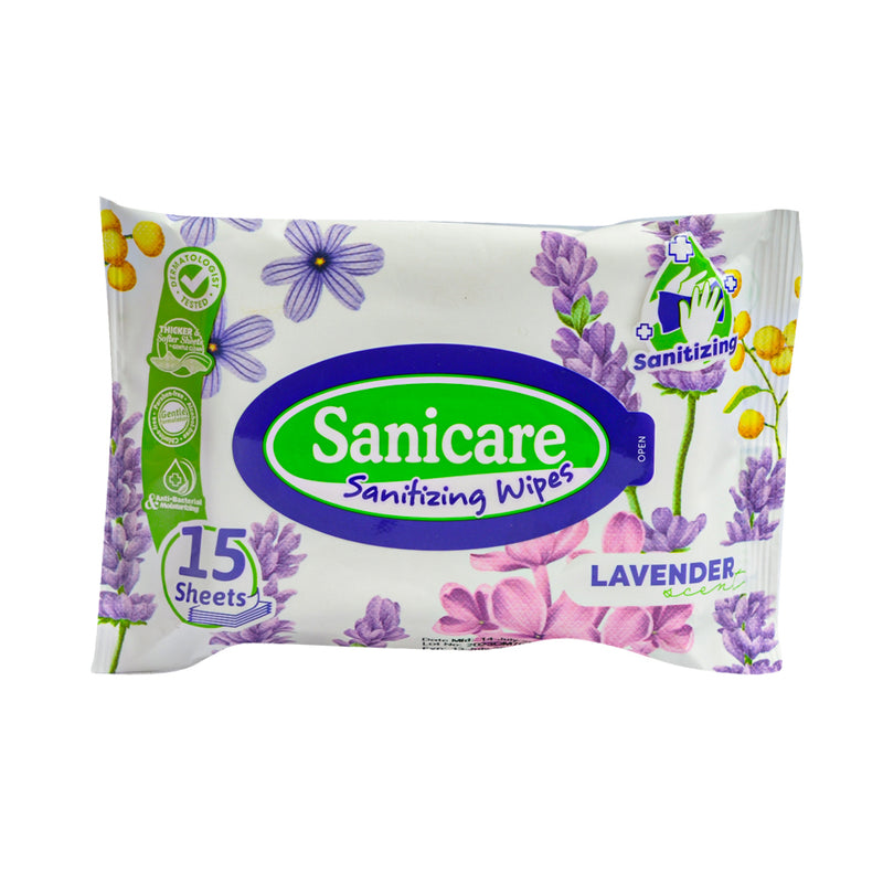 Sanicare Cleansing Wipes Lavander Scents 15 Sheets