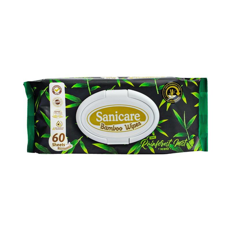 Sanicare Bamboo Wipes Rainforest Mist 60 Sheets