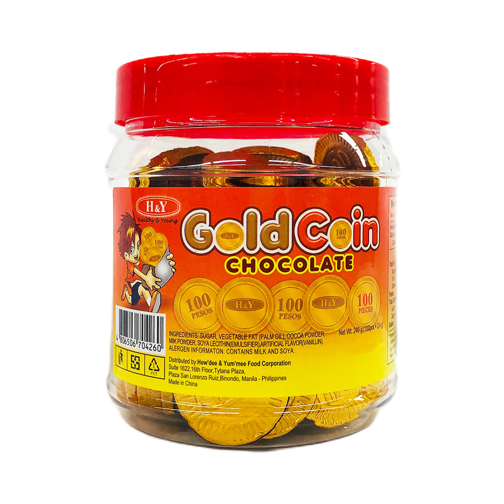 H&Y Gold Coin Chocolate Jar 300g