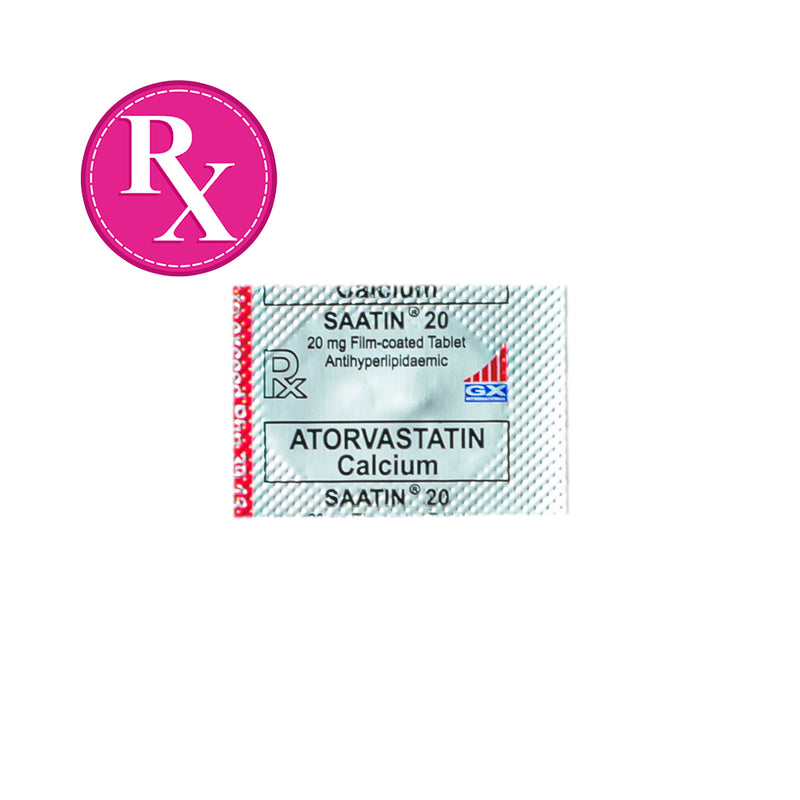 Saatin 20 Atorvastatin Calcium 20mg Film-Coated Tablet By 1's