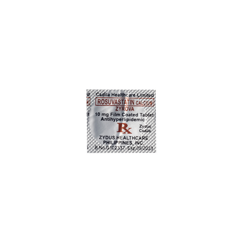Zyrova Rosuvastatin Calcium 10mg Film-Coated Tablet By 1's