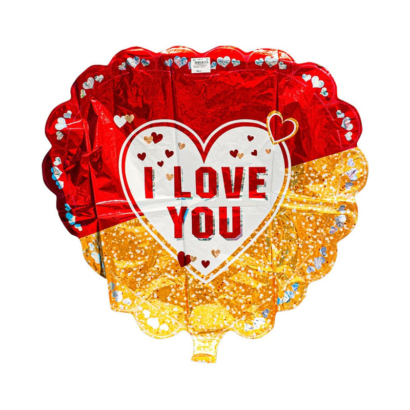Heart Foil Balloon With Stick Gold I Love You