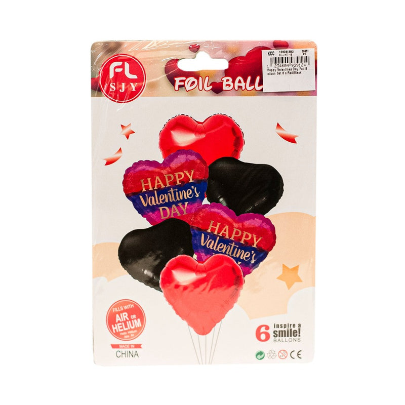 Heart Foil Balloon Set 6's Red and Black