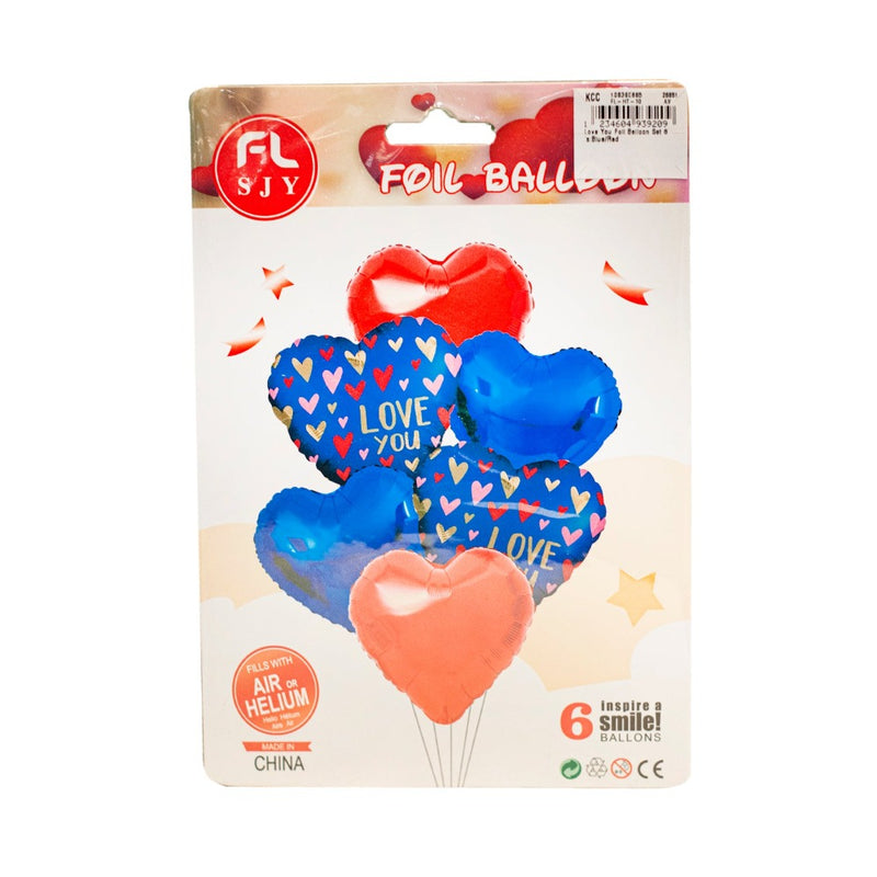 Love You Foil Balloon Set 6's Blue and Red