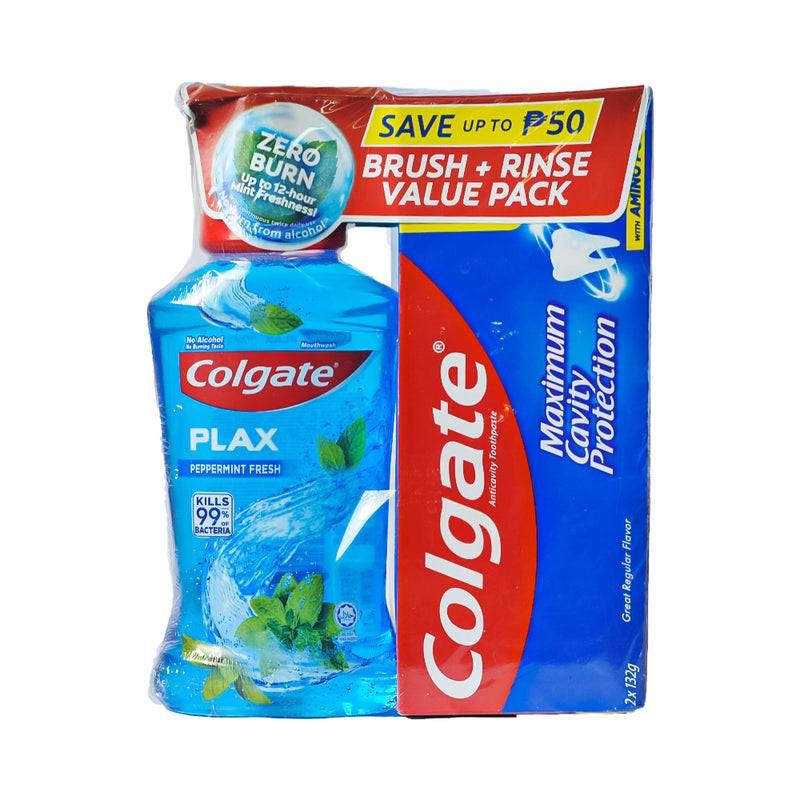Colgate Plax Mouthwash 250ml + Colgate Great Regular Flavor Twin 132g