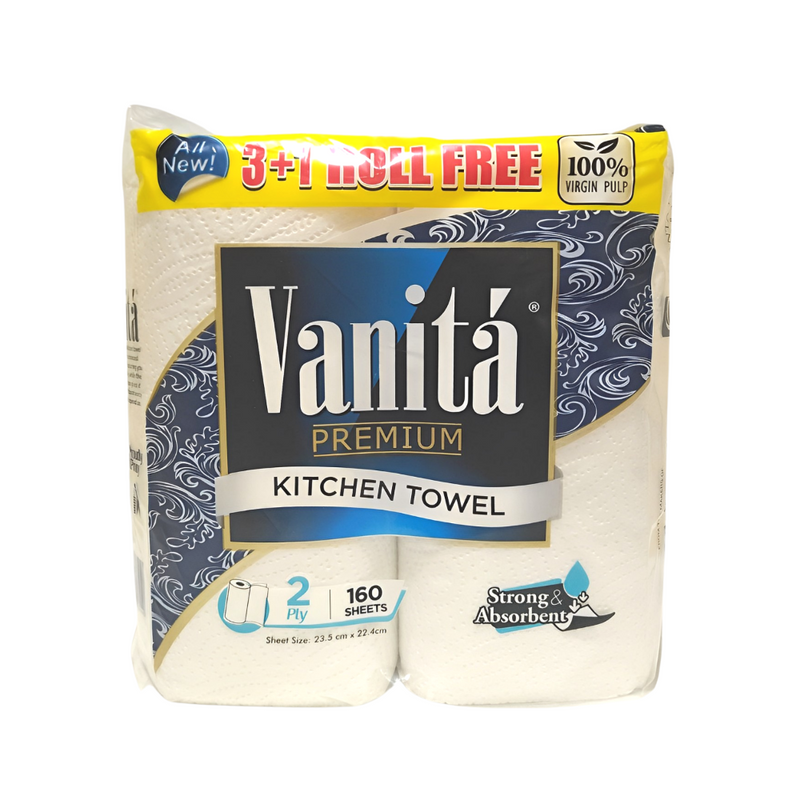 Vanita Premium Kitchen Towel 2 Ply 160 Sheets 3 + 1 Rolls