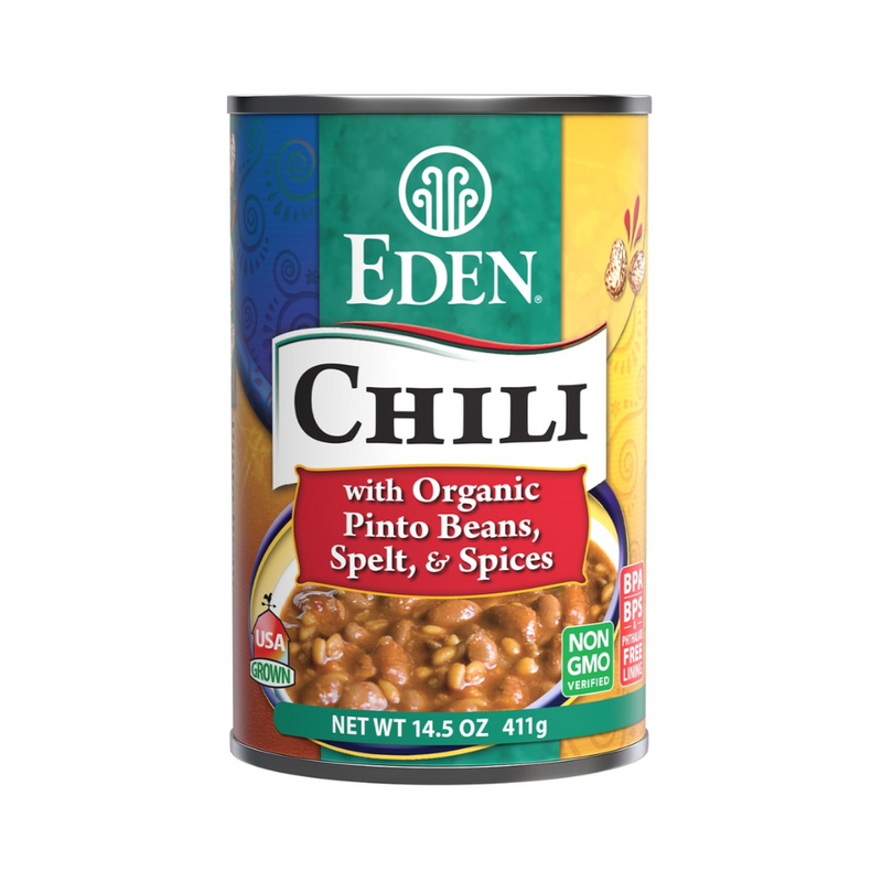 Eden Chili With Organic Pinto Beans, Spelt, And Spices 411g