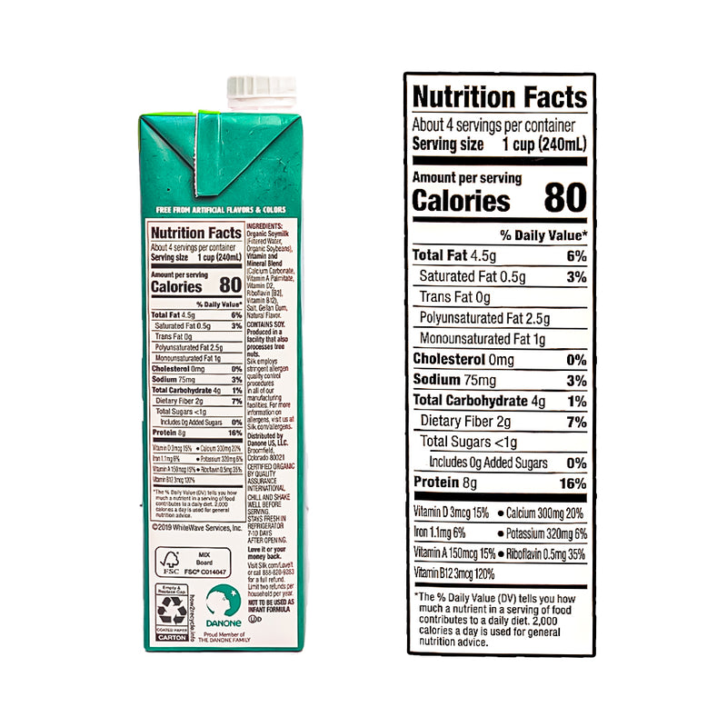 Silk Organic Soy Milk Unsweetened 946ml