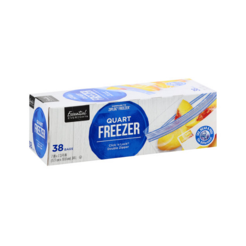 Essential Everyday Quart Freezer Double Zipper 38's