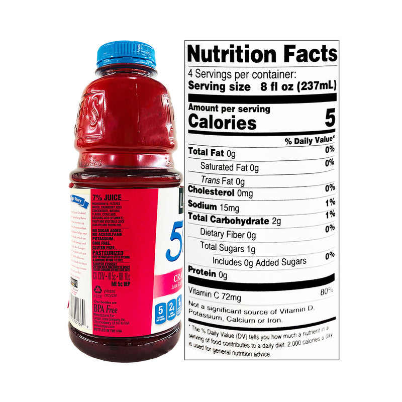 Langers Juice 5 Calories Cranberry 946ml (32oz)