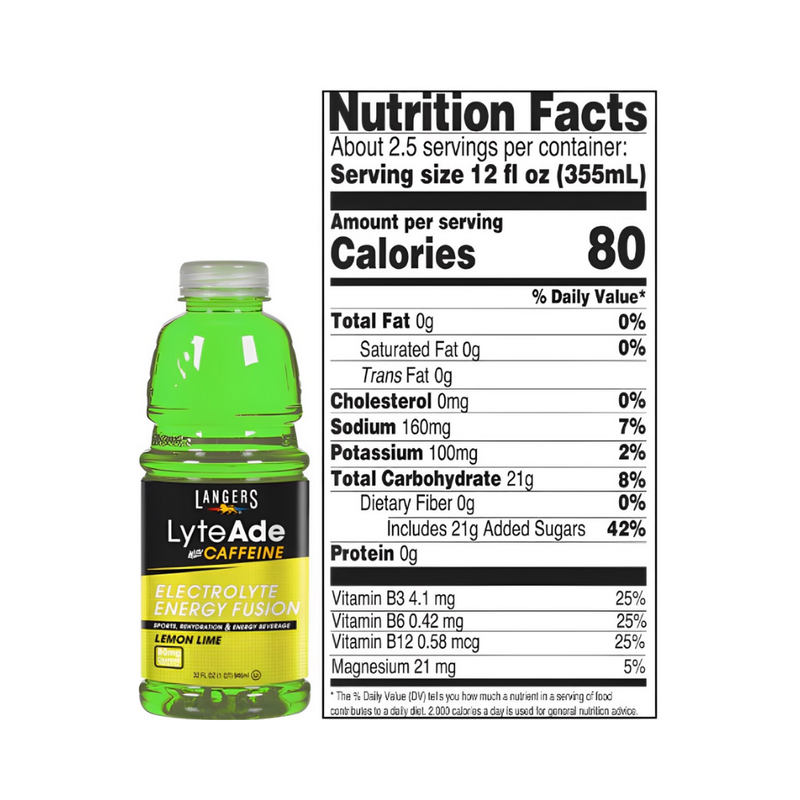 Langers Lyte Ade Electrolyte Energy Fusion Lemon Lime 946ml