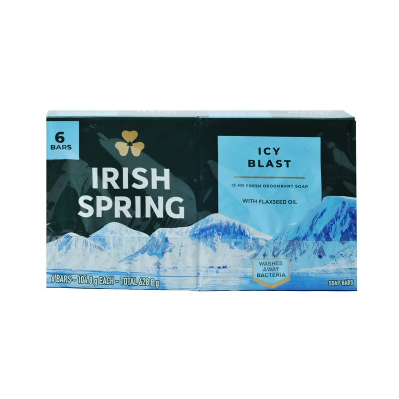 Irish Spring Icy Blast Deodorant Bar Soap 90g x 6's