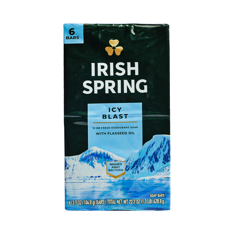 Irish Spring Icy Blast Deodorant Bar Soap 90g x 6's