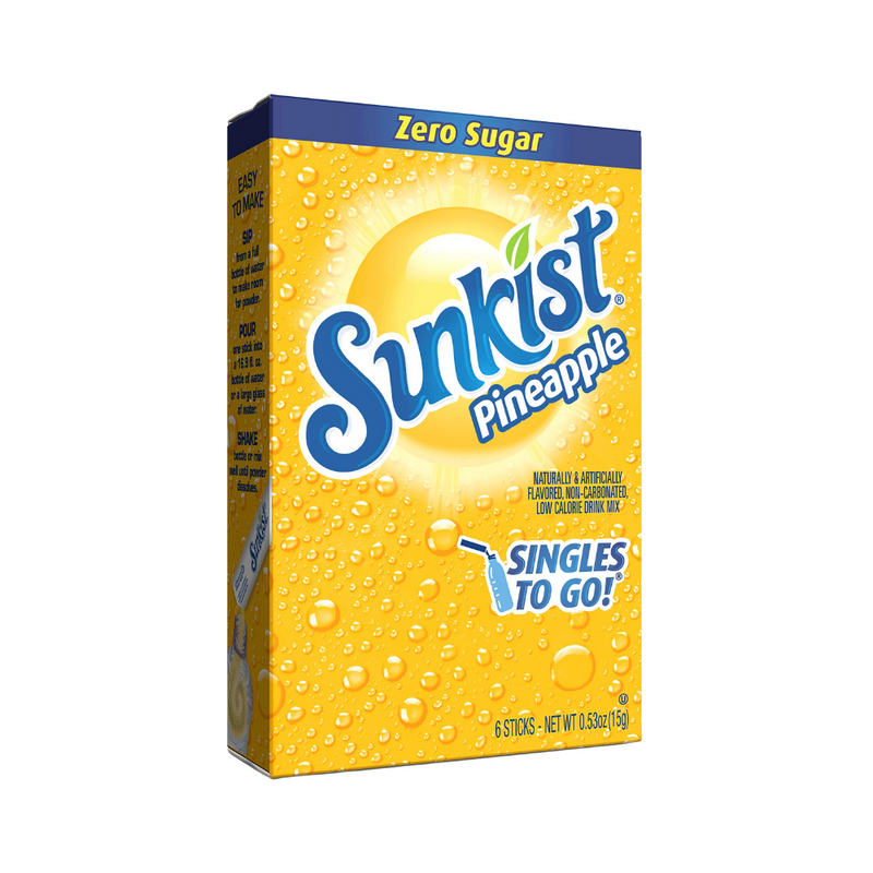 Sunkist Pineapple Singles To Go Zero Sugar 15g