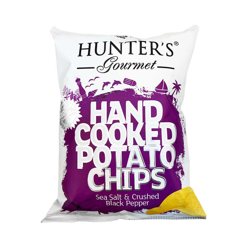 Hunters Hand Cooked Potato Chips Sea Salt And Crushed Black Pepper 125g