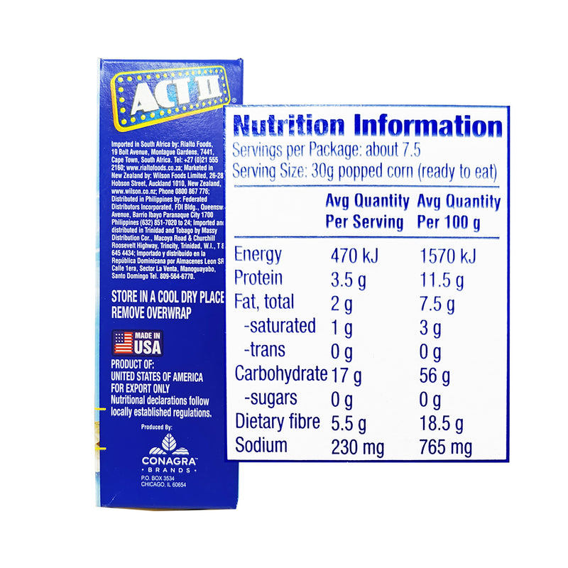 ACT II Popcorn Light Butter Flavour 80.6g x 3's (241.8g)