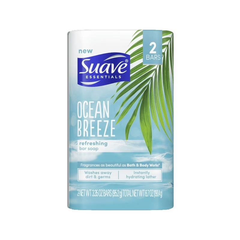 Suave Essentials Ocean Breeze Refreshing Bar Soap 95.2g x 2's