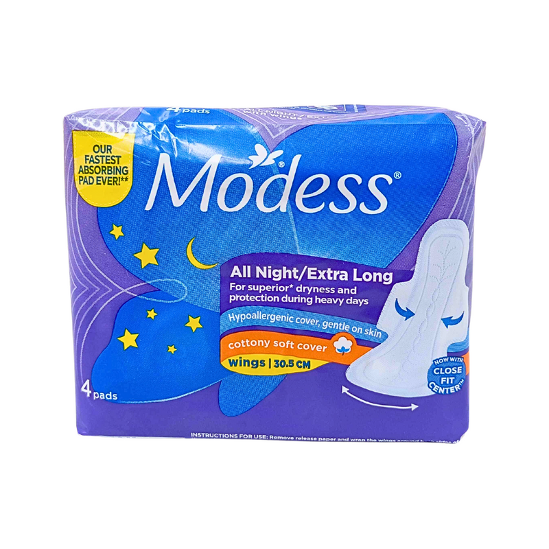 Modess All Night Sanitary Napkin With Wings Extra Long 4's