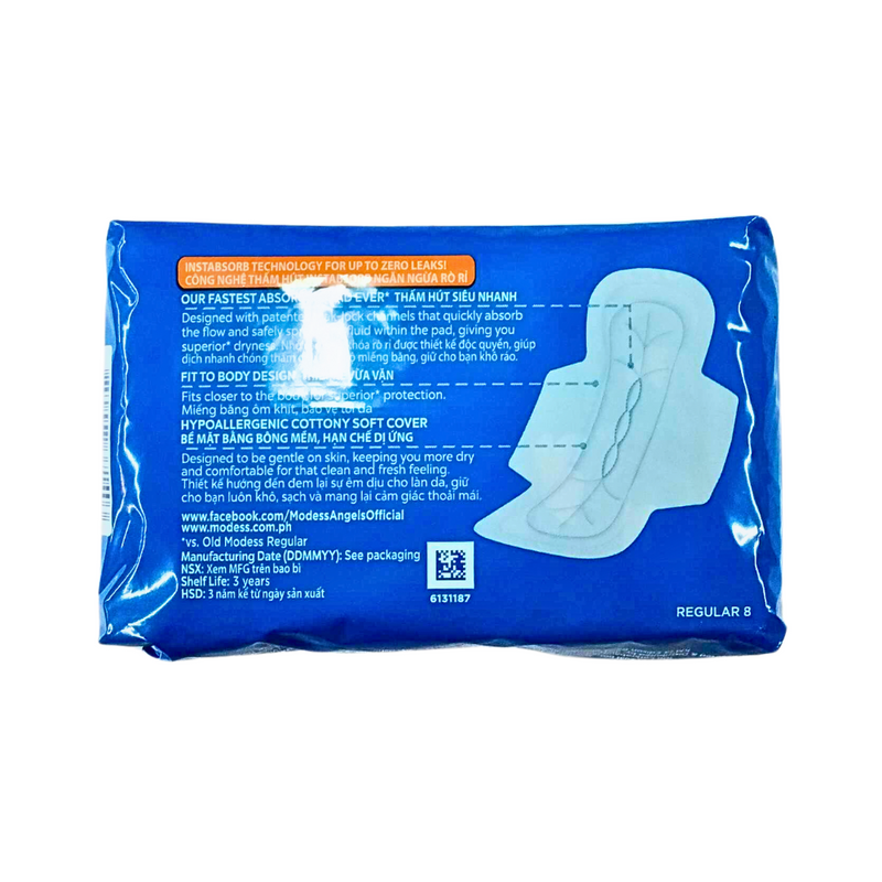 Modess Maxi Regular Cottony Soft Cover Sanitary Napkin With Wings 8's