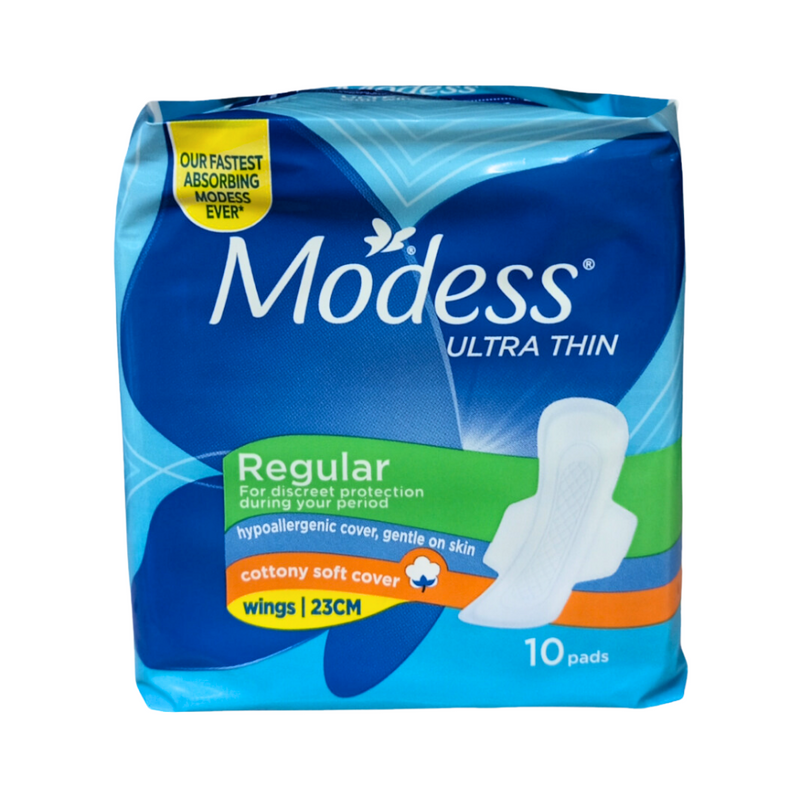 Modess Ultra Thin Regular Cottony Soft Cover Sanitary Napkin With Wings 10's