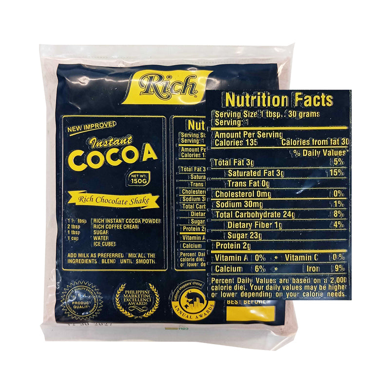 Rich Instant Cocoa Sweetened With Full Cream Milk Powder 150g