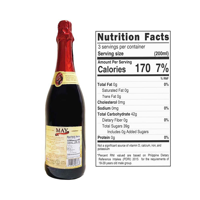 May 100% Sparkling Red Grape Juice 750ml