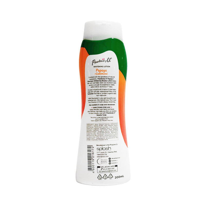 Flawlessly U Whitening Lotion SPF 10 Papaya + Calamansi 200ml