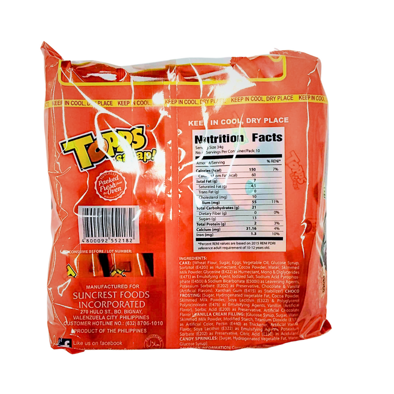 Combo Topps Cupp Keyk Topps Sarap Choco 34g x 10's