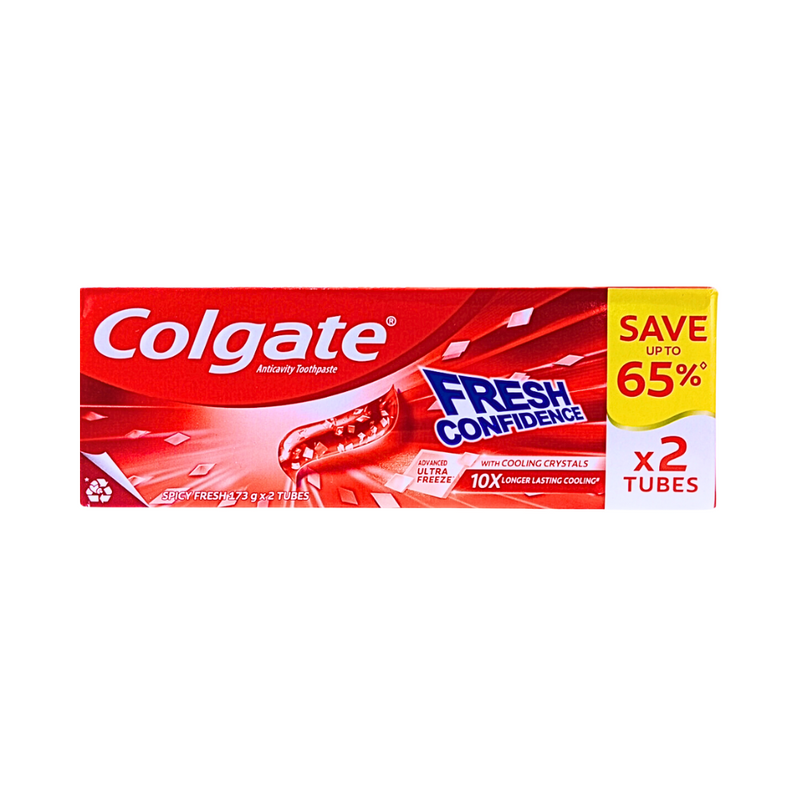 Colgate Fresh Confidence Toothpaste With Cooling Crystals Spicy Fresh Value Pack 173g x 2's