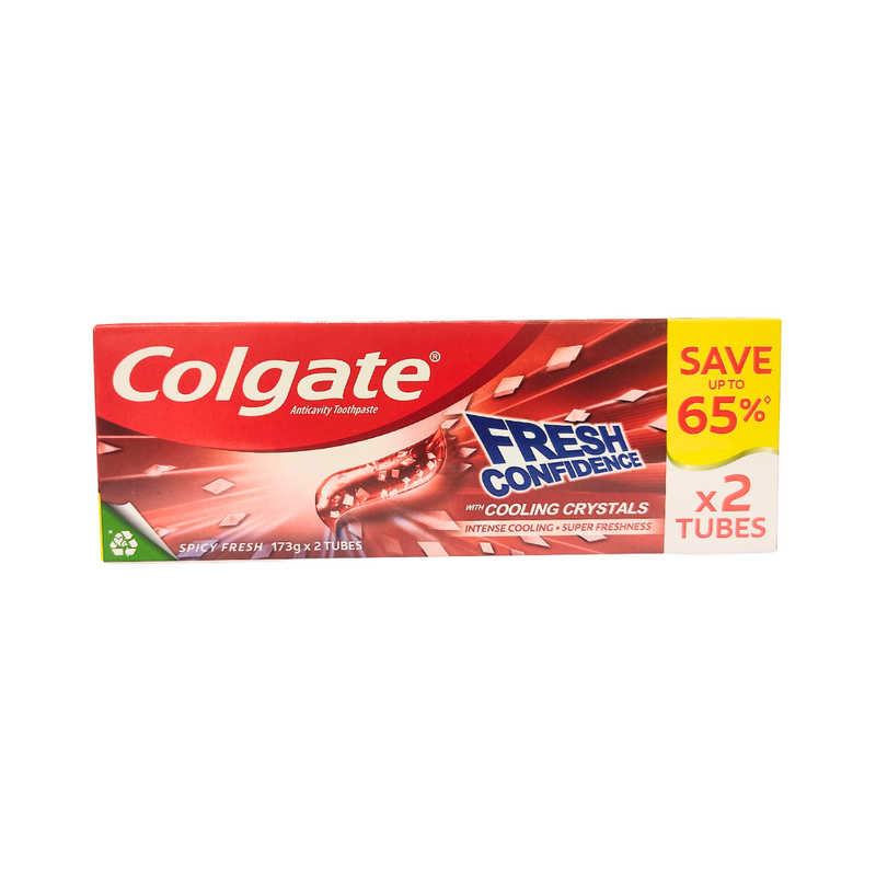 Colgate Fresh Confidence Toothpaste With Cooling Crystals Spicy Fresh Value Pack 173g x 2's