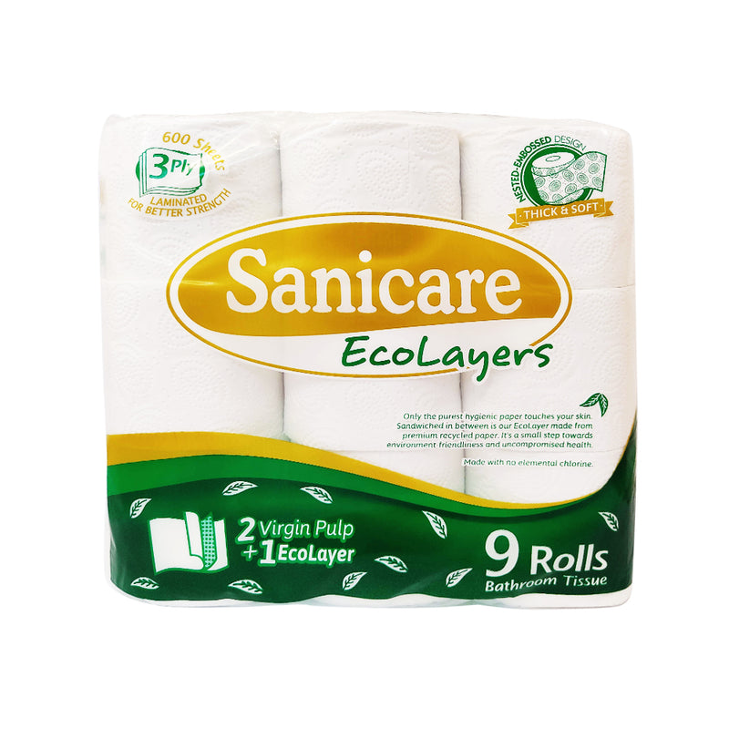 Sanicare Bathroom Tissue 3Ply 600 Sheets 9's