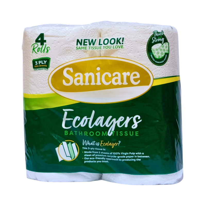 Sanicare Bathroom Tissue 3Ply 600 Sheets 4's