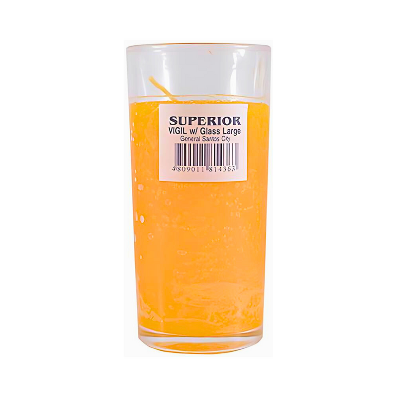 Superior Vigil Candle With Glass Yellow Large