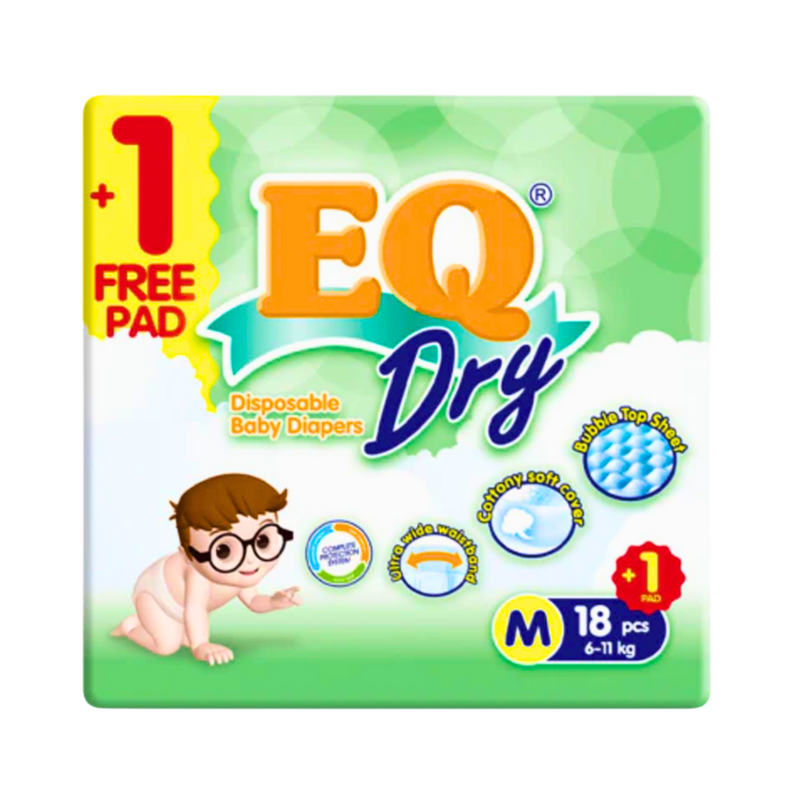 EQ Dry Baby Diaper Travel Pack Medium 18's