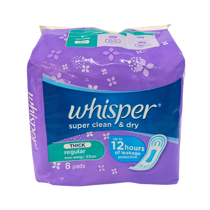 Whisper Regular Flow Super Clean Dry Non Wings 8 Pads