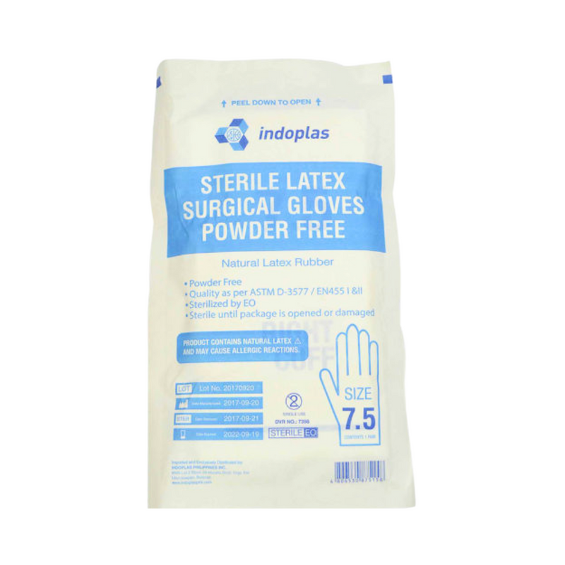 Indoplas Sterile Latex Surgical Gloves Powder Free 7.5
