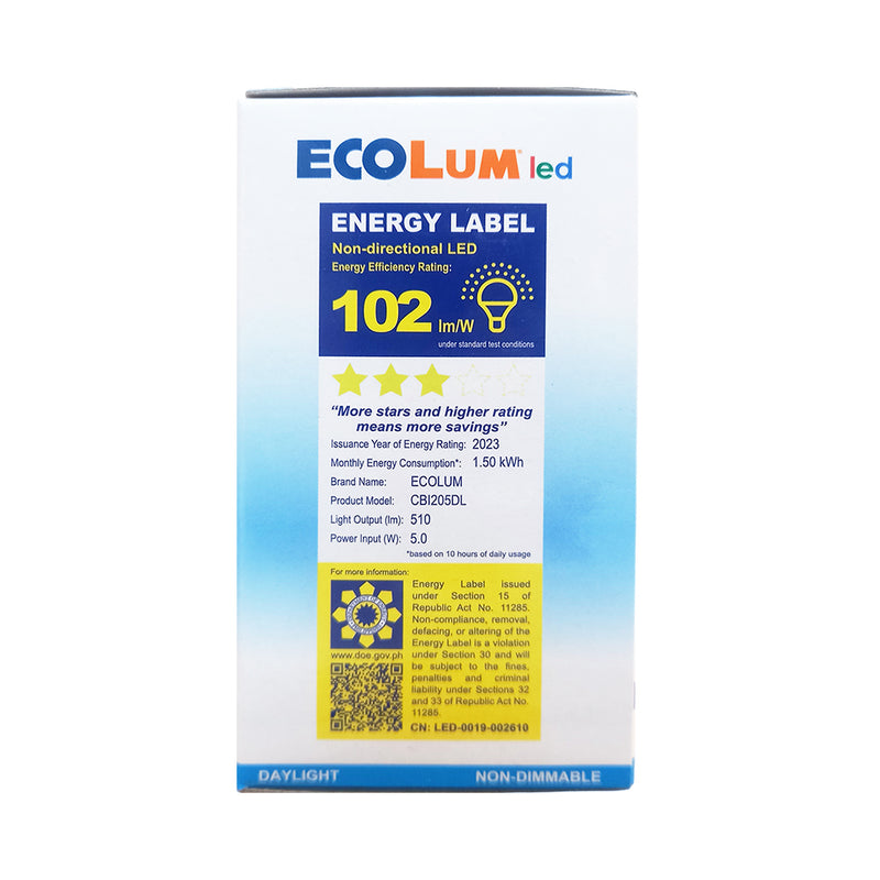 EcoLum LED Bulb 5 Watts Daylight E27