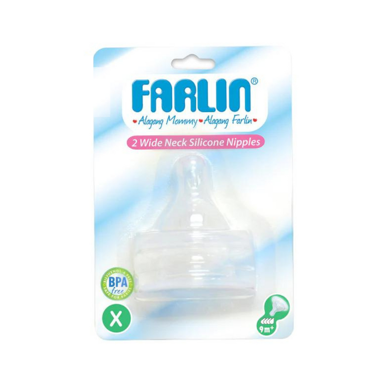 Farlin Wide Neck Silicone Nipples Blister Card X-Cut 2's