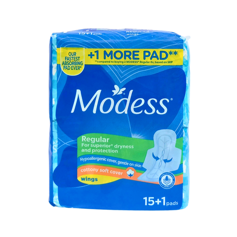 Modess Maxi Regular Cottony Soft Cover Sanitary Napkin With Wings Sulit Pack 16's