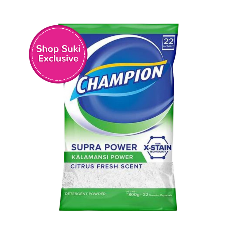 Champion Detergent Powder Supra Power Calamansi Citrus Fresh Scent 800g