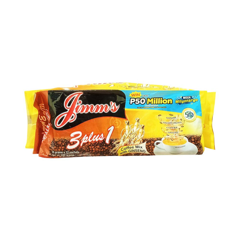 Jimm's 3 Plus 1 Coffee Mix With Ginseng Powder 20g x 12 Sachets