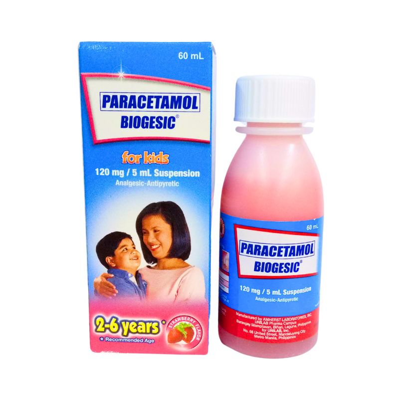 Biogesic Paracetamol 120mg/5ml Suspension Strawberry 60ml