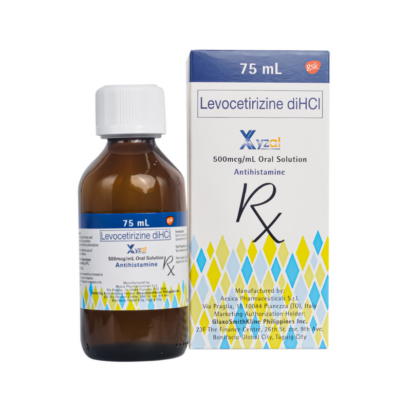 Xyzal Levocetirizine diHCl 500mcg Oral Solution 75ml