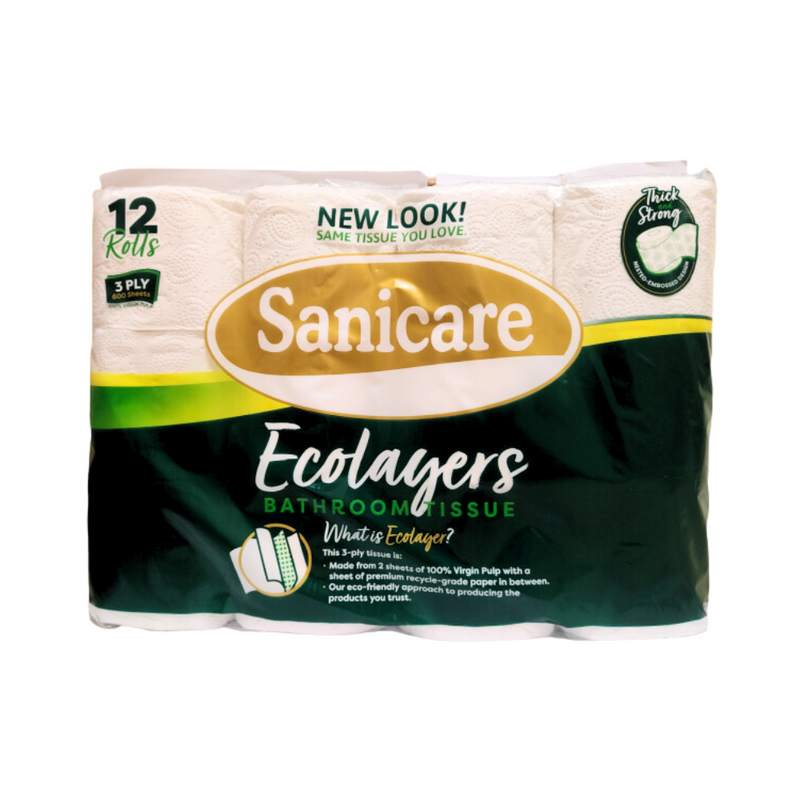Sanicare Bathroom Tissue 3Ply 600 Sheets 12's