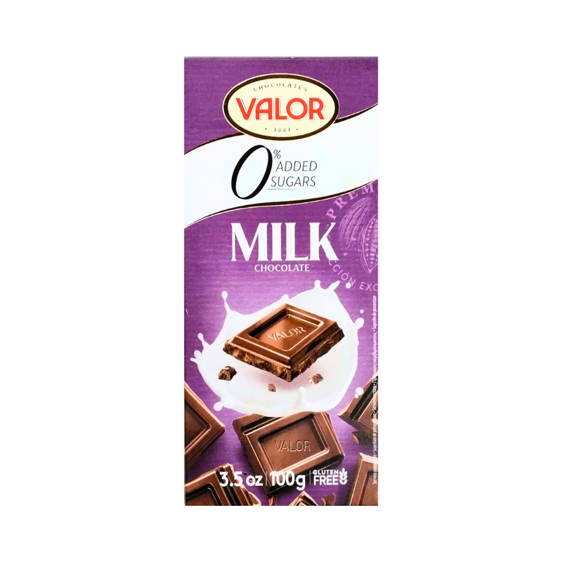 Valor Chocolate No Sugar Added Milk Chocolate 100g